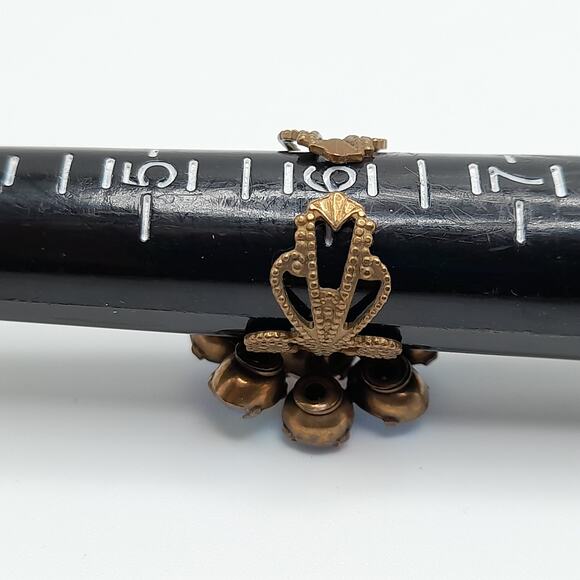 Vintage Blue AB Rhinestone Ring, Brass Filigree, US Size 6 Adjustable - Picture 8 of 10